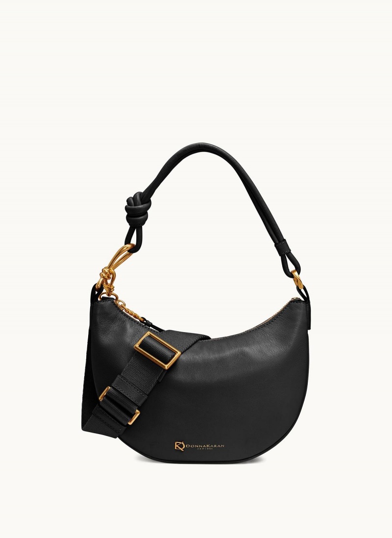 Black / Gold Donna Karan Roslyn Small Hobo Bag | Israel_DK52151