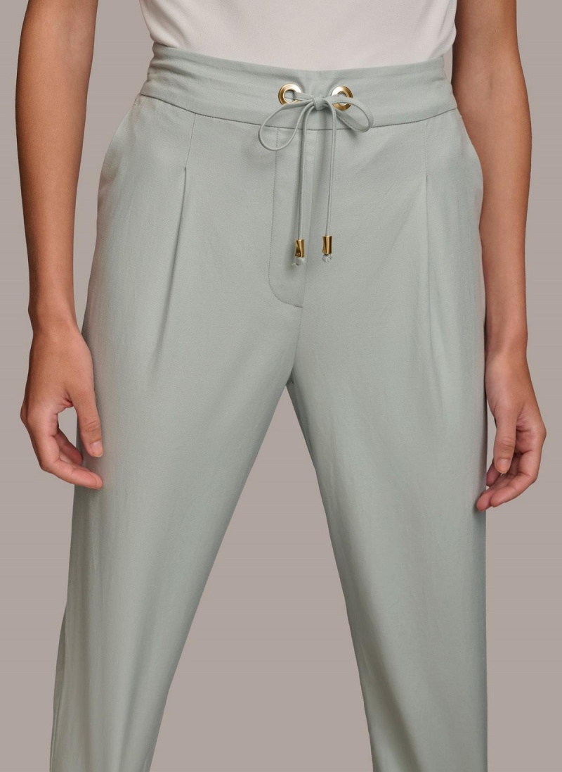 Blue Donna Karan Slim Tie Waist Cuff Pants | Israel_DK90878