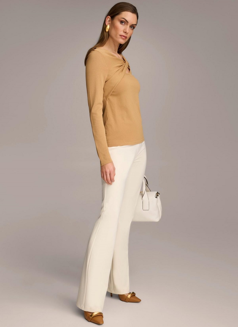 Brown Donna Karan Buckle Hardware Sweaters and Tops | Israel_DK33089