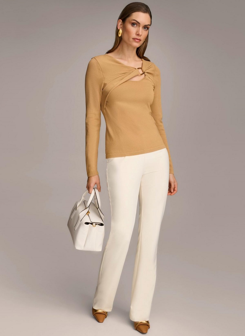 Brown Donna Karan Buckle Hardware Sweaters and Tops | Israel_DK33089