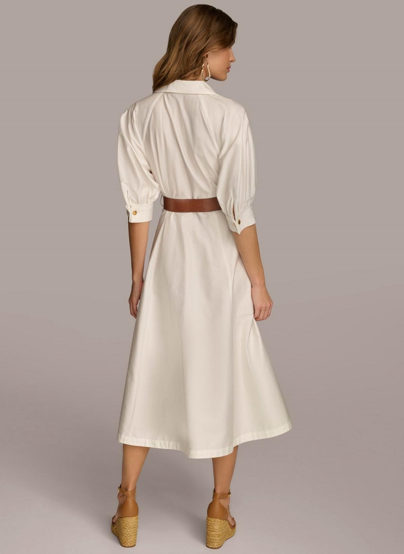 Cream Donna Karan Cotton Shirt Dress | Israel_DK88473