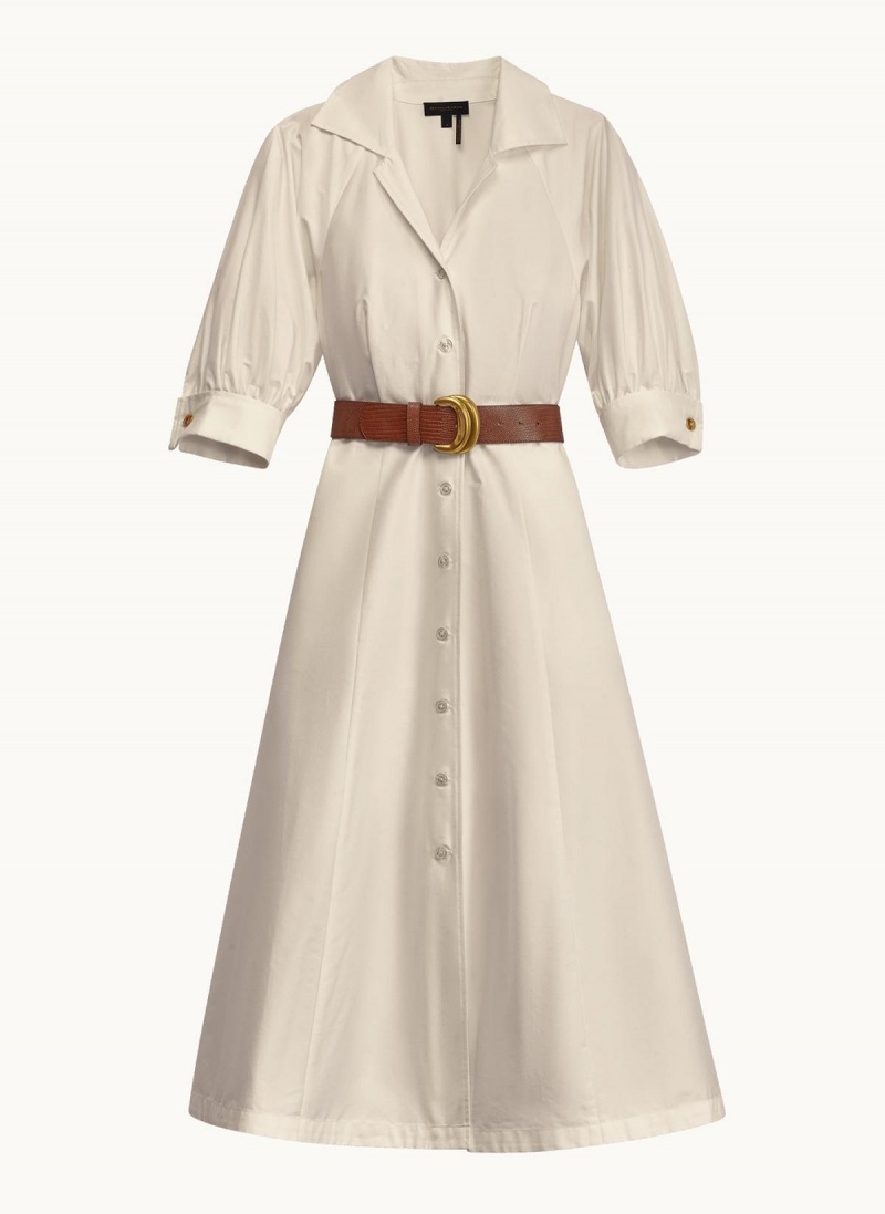 Cream Donna Karan Cotton Shirt Dress | Israel_DK88473