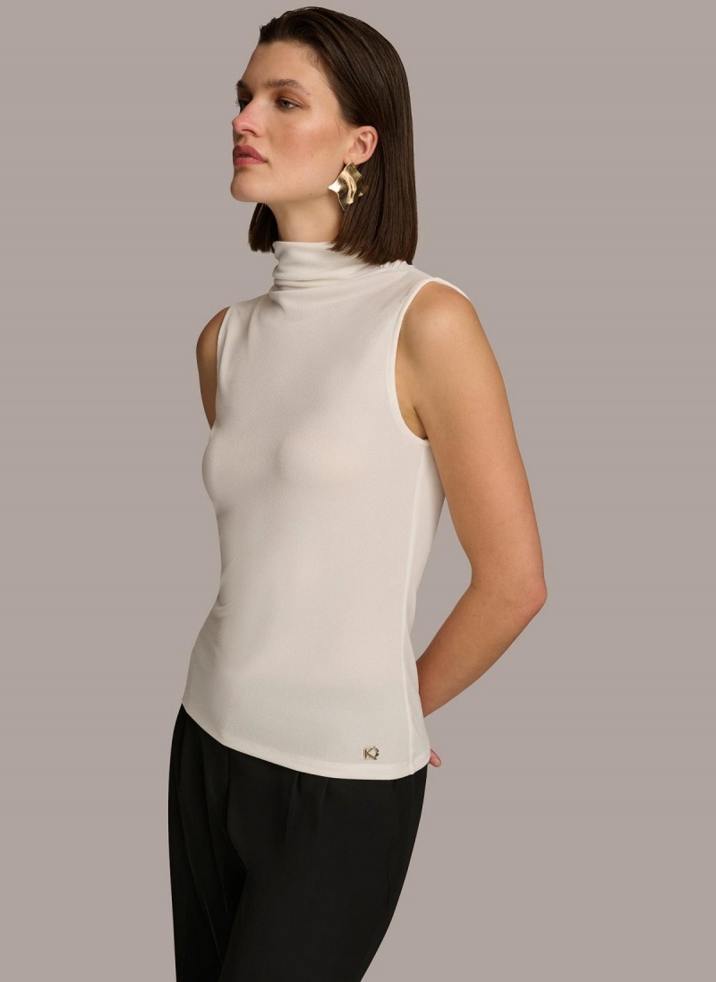 Cream Donna Karan Mockneck Sweaters and Tops | Israel_DK59303