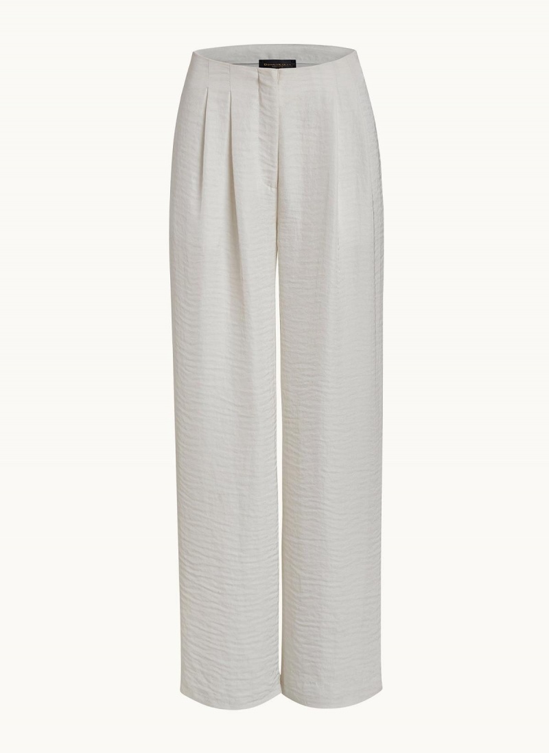 Cream Donna Karan Pleated Wide Leg Pants | Israel_DK13804