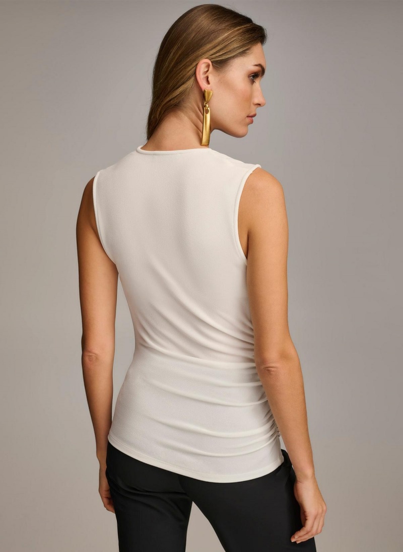 Cream Donna Karan Shoulder Hardware Sweaters and Tops | Israel_DK74575