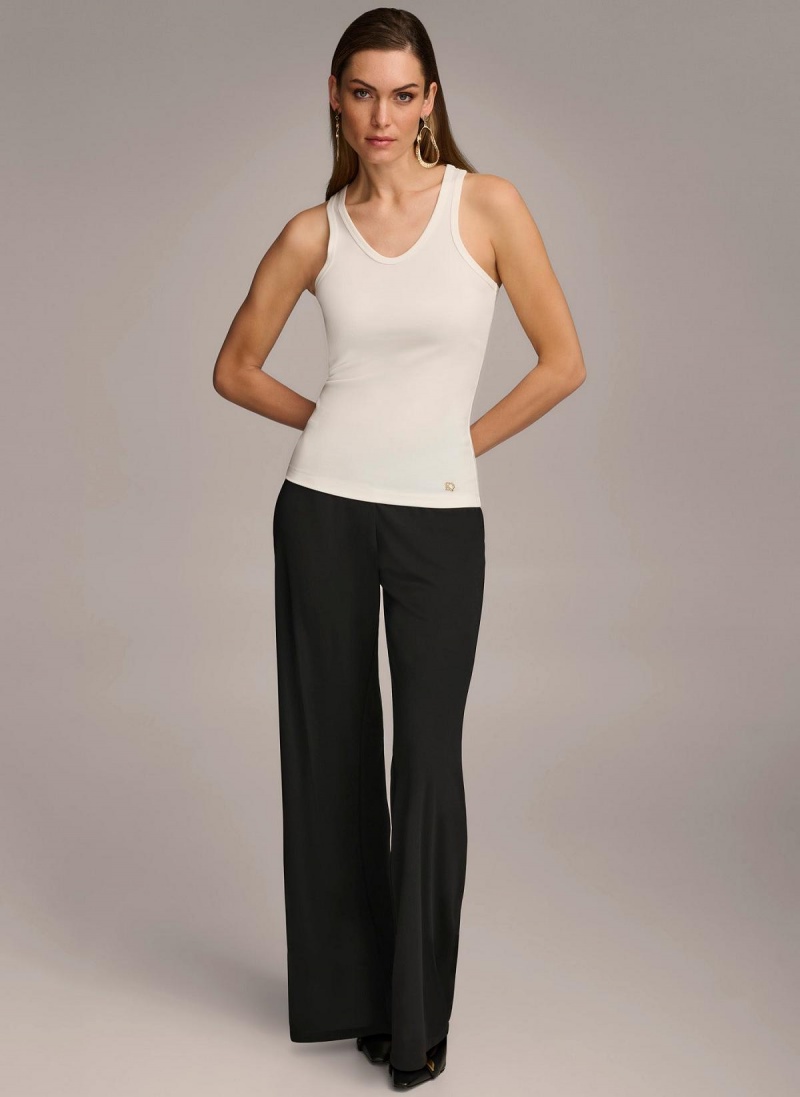 Cream Donna Karan Sleeveless Knit Shell Sweaters and Tops | Israel_DK64323