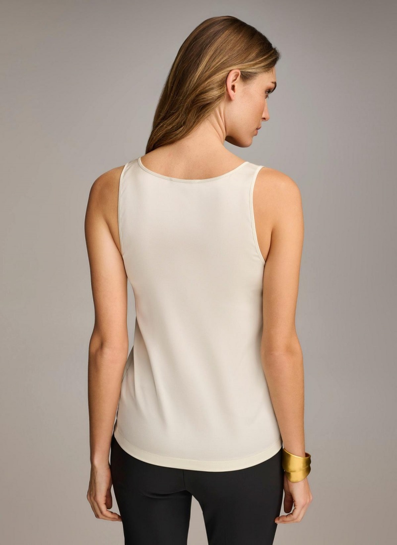 Cream Donna Karan Sleeveless Shell Sweaters and Tops | Israel_DK86923