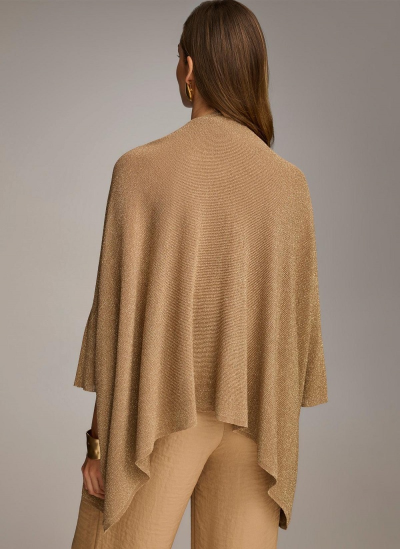 Gold Donna Karan Lurex Cardigan Sweaters and Tops | Israel_DK10464