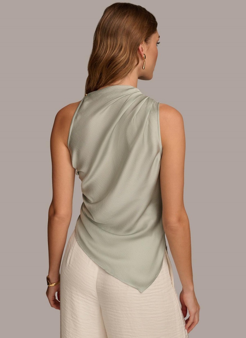 Grey Donna Karan Ruched With Angled Hem Sweaters and Tops | Israel_DK86156