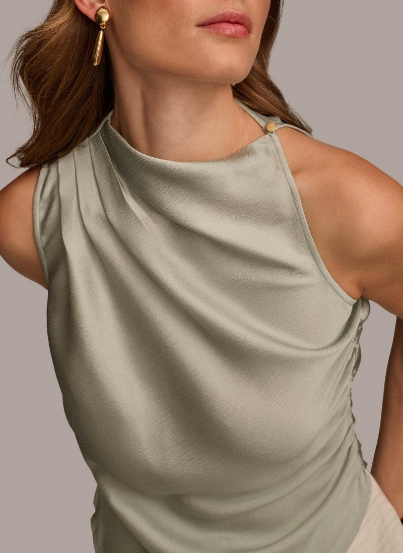 Grey Donna Karan Ruched With Angled Hem Sweaters and Tops | Israel_DK86156