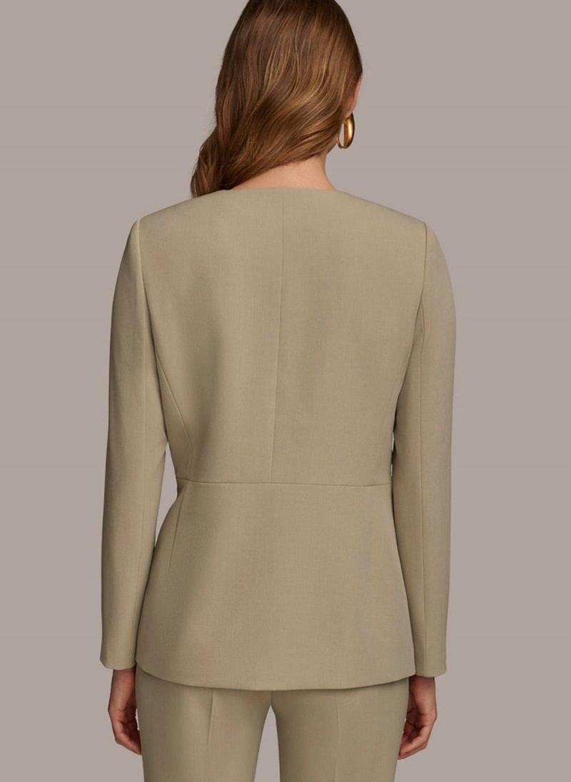 Light Green Donna Karan V Neck Cinched Closure Jacket | Israel_DK82238