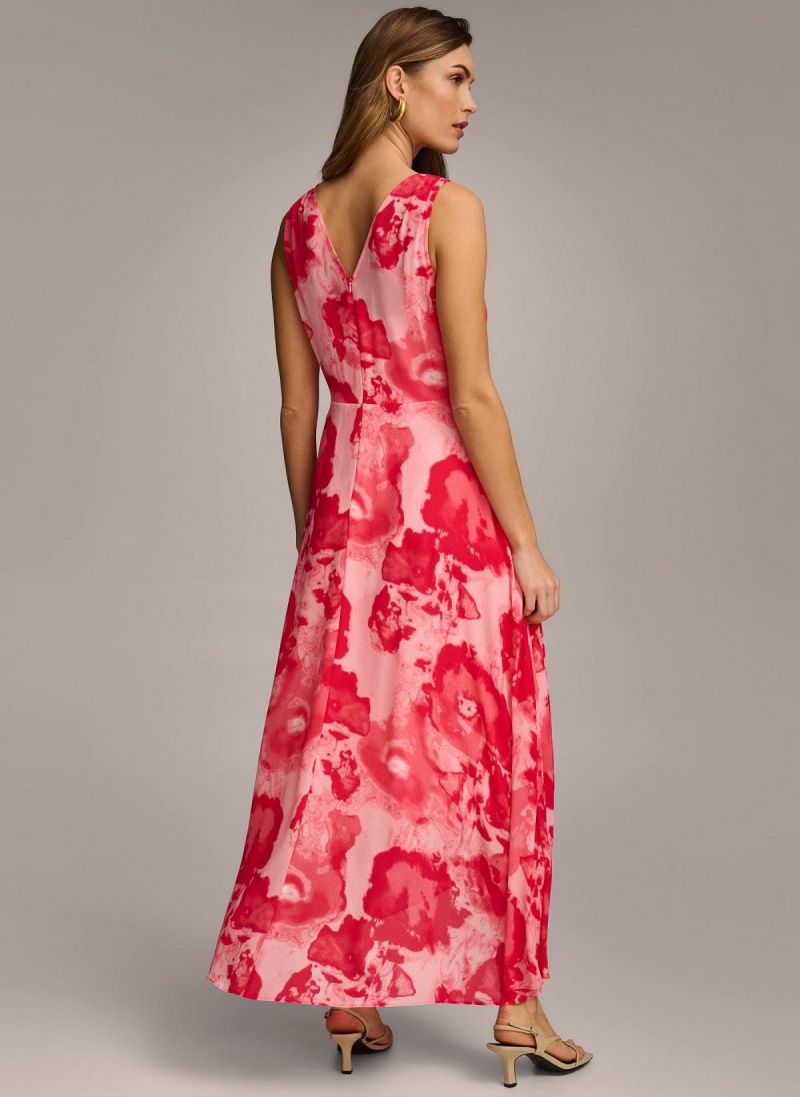 Pink Donna Karan Floral Midi Dress | Israel_DK25218