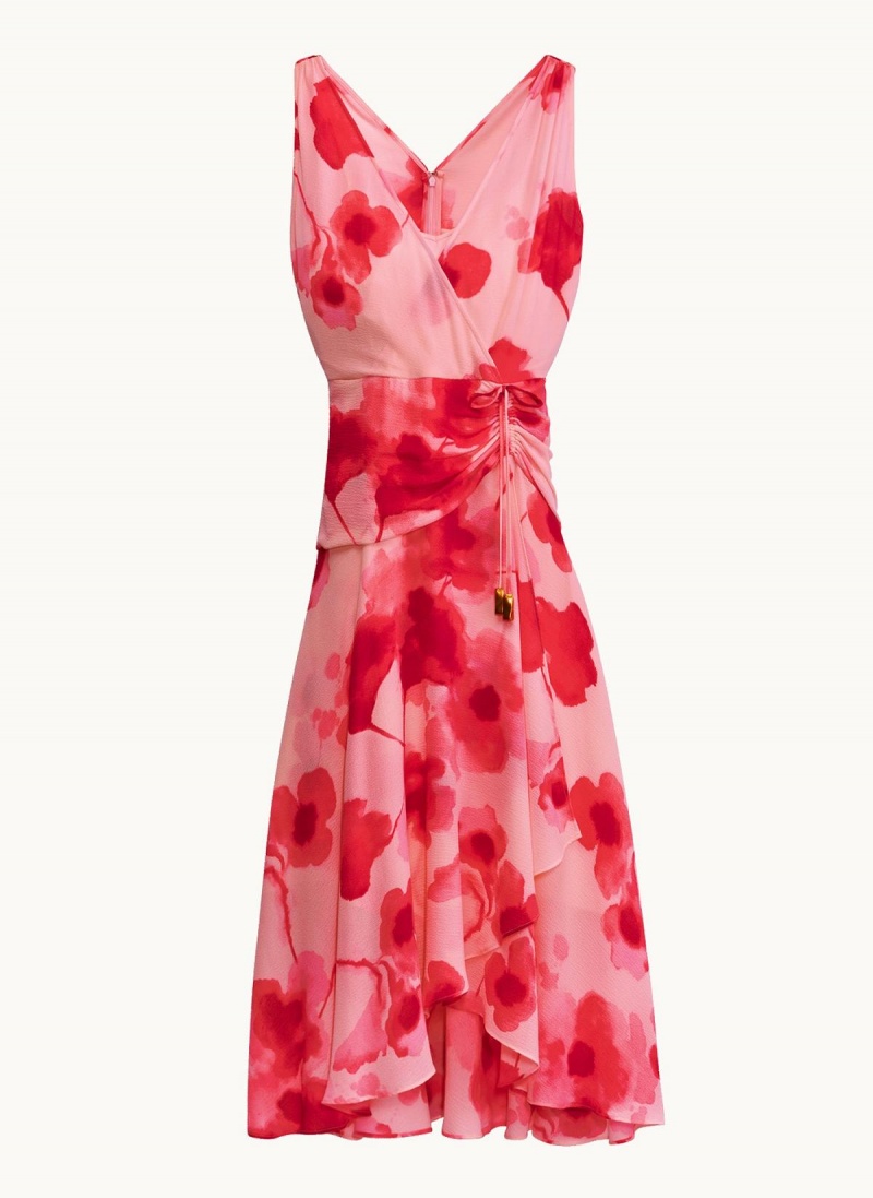 Pink Donna Karan Floral Midi Dress | Israel_DK25218