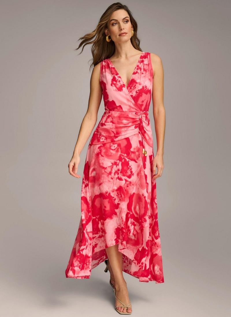 Pink Donna Karan Floral Midi Dress | Israel_DK25218