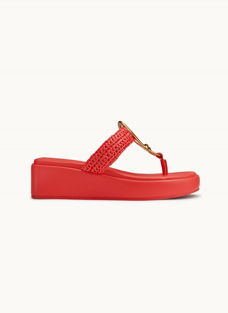 Red Donna Karan Harlyn Wedge Sandals | Israel_DK58959