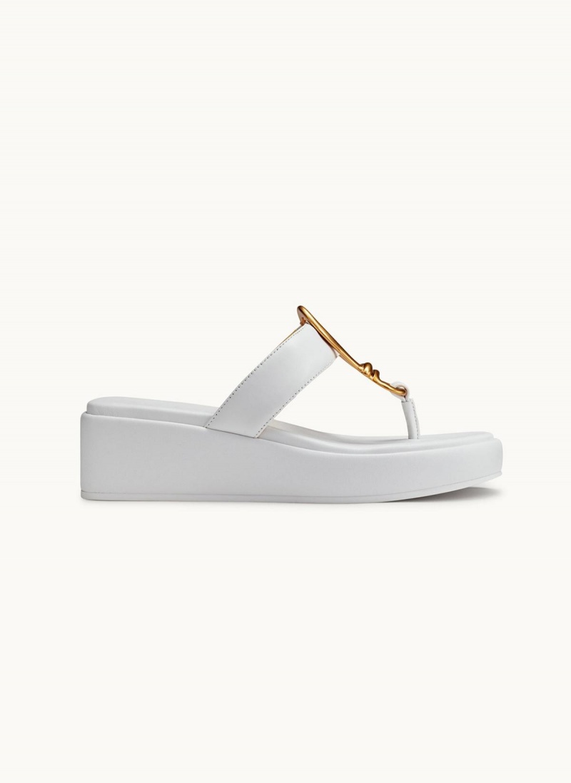 White Donna Karan Harlyn Wedge Sandals | Israel_DK11390