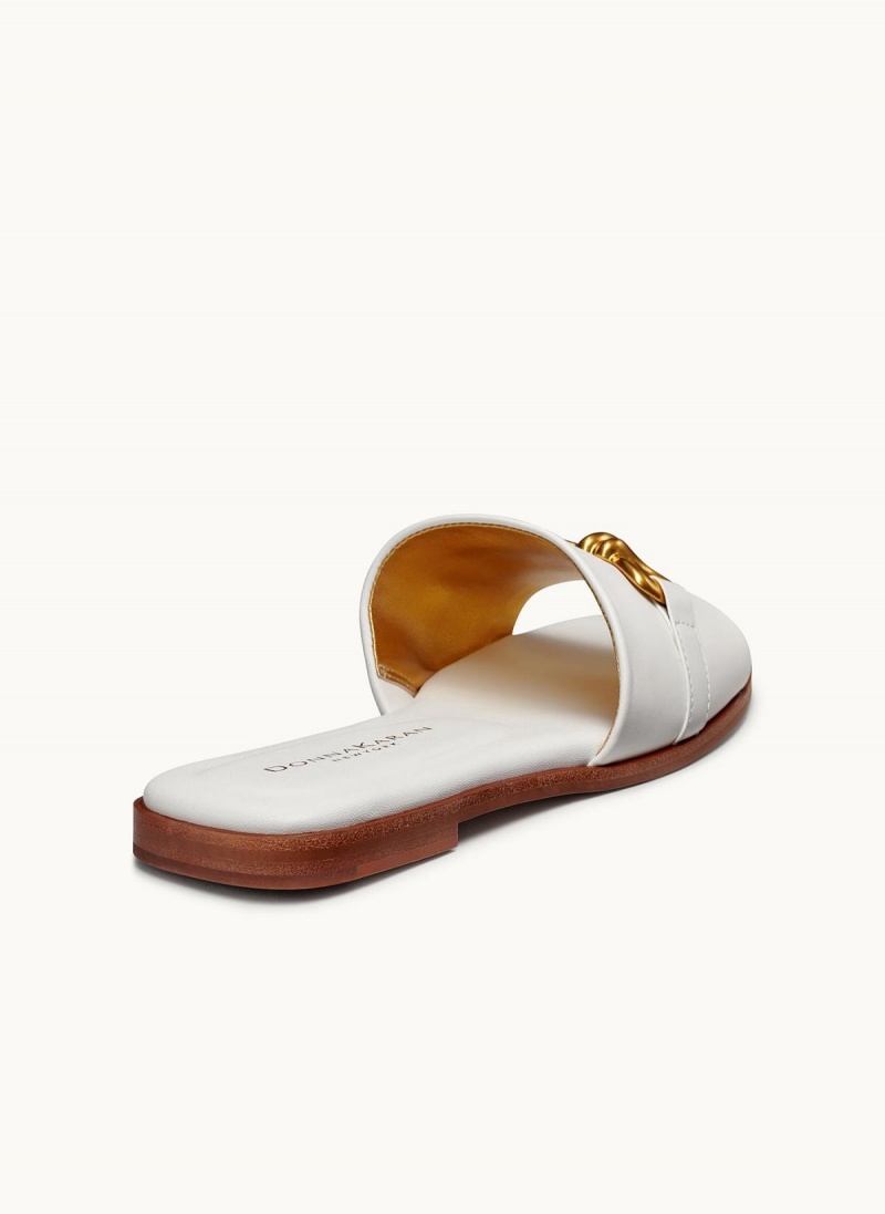 White Donna Karan Haylen Flat Sandals | Israel_DK52398