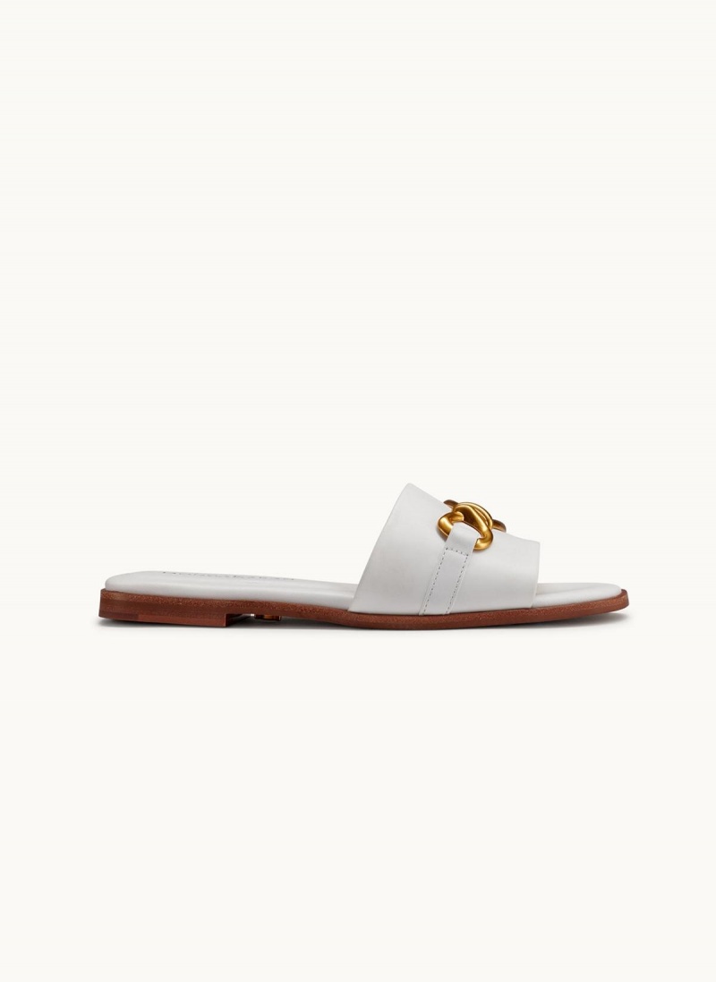 White Donna Karan Haylen Flat Sandals | Israel_DK52398