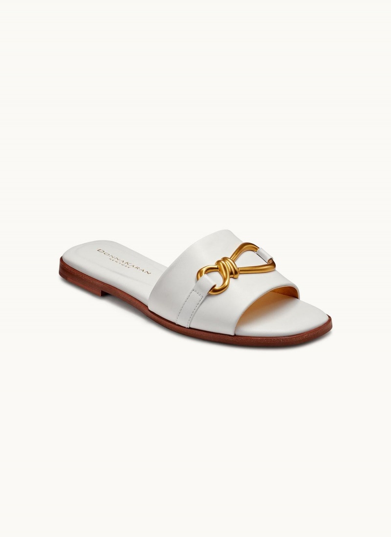 White Donna Karan Haylen Flat Sandals | Israel_DK52398