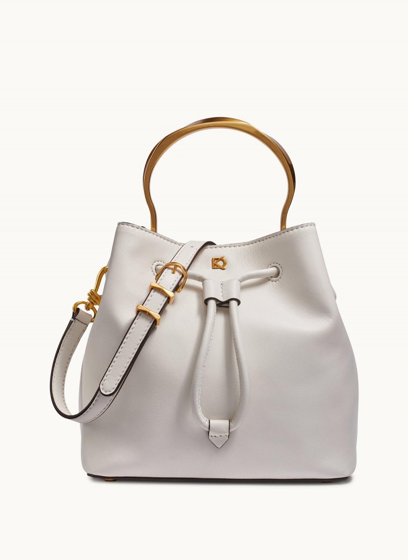 White Donna Karan Lawrence Bucket Satchel | Israel_DK37042