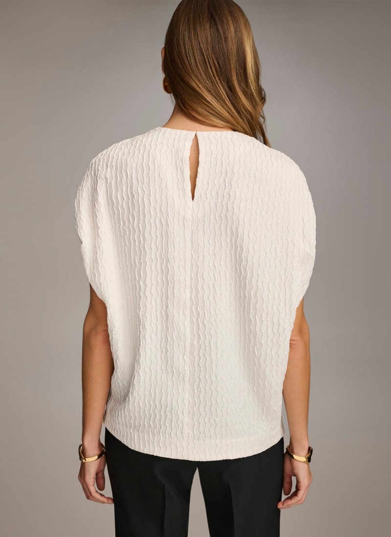 White Donna Karan Textured Sweaters and Tops | Israel_DK95683