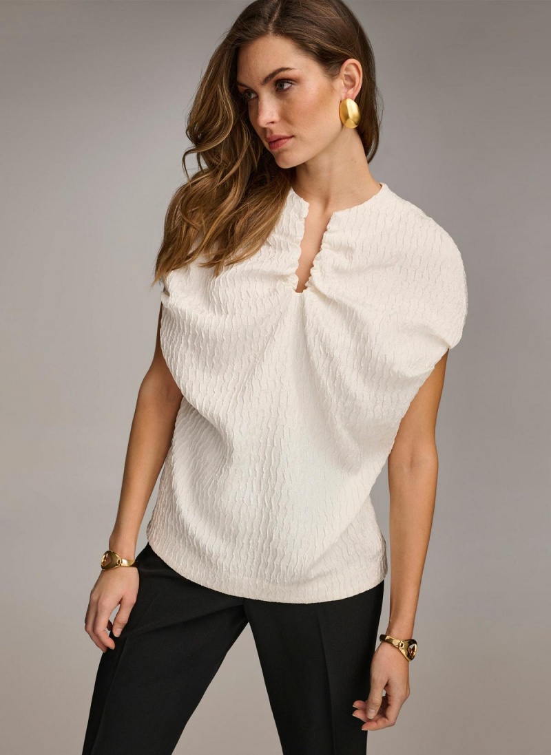 White Donna Karan Textured Sweaters and Tops | Israel_DK95683