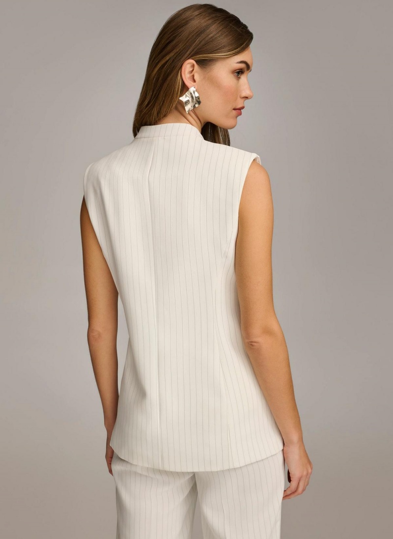 White Donna Karan V-neck Vest Jacket | Israel_DK57051