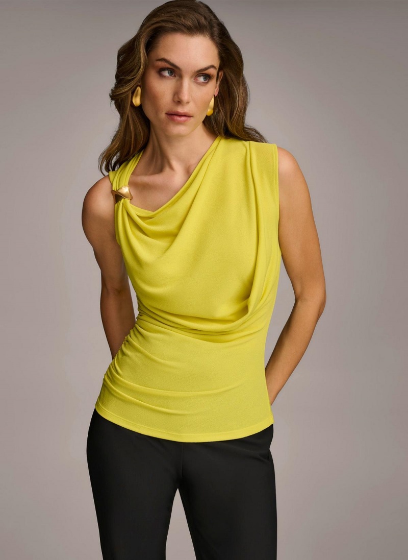 Yellow Donna Karan Shoulder Hardware Sweaters and Tops | Israel_DK62837